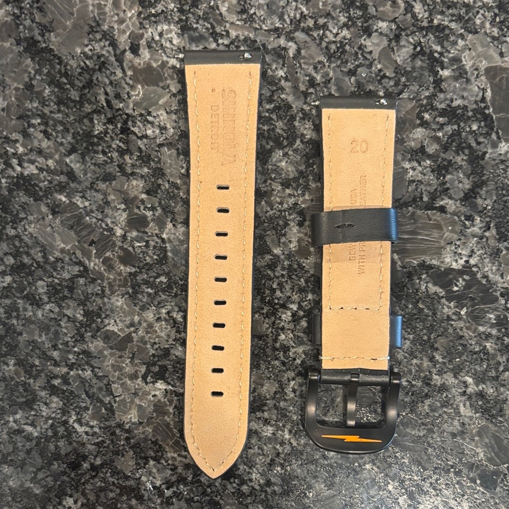 Shinola Black 20MM new Leather Watch Strap - Picture 2 of 2